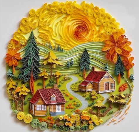 Quilling Paper Art Ideas, Paper Quilling Landscape, Quilling Landscape, Diy Quilling Crafts, Paper Filigree, Arte Quilling, Paper Quilling Tutorial, Paper Quilling For Beginners, Paper Art Sculpture