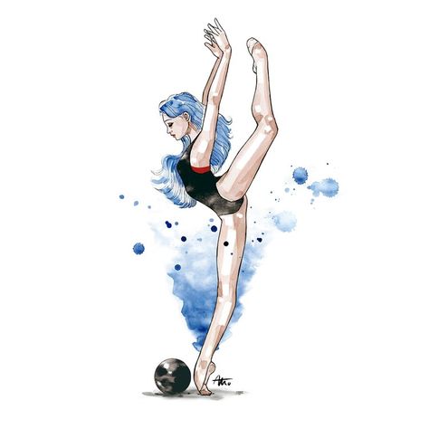 Ilustraciones y dibujos de gimnasia ritmica y danza, por Montse Martin. Barcelona — Montse Martín Gymnastics Wallpaper, Gymnastics Posters, Gymnastics Wall Art, Ballet Drawings, Colouring Book Pages, Dancing Drawings, Gymnastics Pictures, Watercolor Pictures, Bubble Art