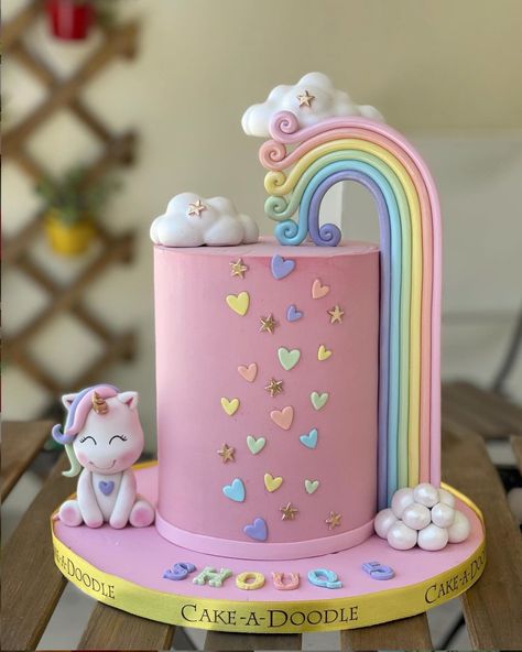 Unicorns Cake, Gökkuşaği Pasta, Unicorn Birthday Party Cake, Baby Birthday Cake, Rainbow Unicorn Cake, 5th Birthday Cake, Cloud Cake, Rainbow Birthday Cake, Pastel Cakes