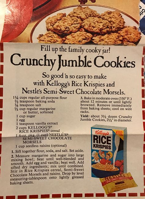 Crunchy Jumble Cookies, Jumble Cookies, Scrumdiddlyumptious Recipes, Healthy Christmas Snacks, Awesome Cookies, Home Pantry, Magazine Recipe, Cottagecore Recipes, Box Recipes