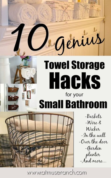 towel storage hacks Diy Bathroom Shelves For Towels, Storing Bath Towels, Towel Storage Small Bathroom, Storage In A Small Bathroom, Small Bathroom Towel, Towel Display, Bath Towel Storage, Bathroom Towel Storage, Storing Towels