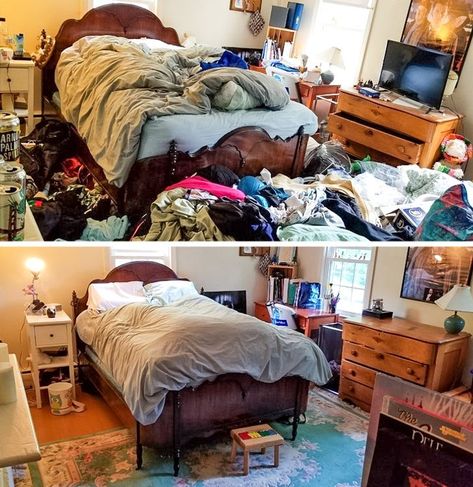 20+ Photos Before and After Cleaning That Can Make You Feel Extremely Satisfied Clean Room Motivation, Dirty Room, Cleaning Inspiration, Cleaning My Room, Messy Room, Clean Bedroom, Bedroom Photos, Cleaning Motivation, Room Additions