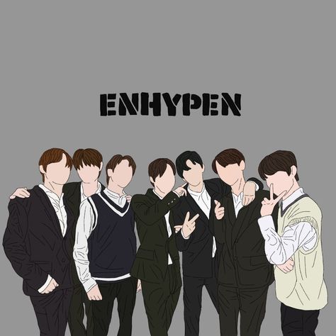 Enhypen Group Photo Drawing, Enhypen Painting Ideas On Canvas, Notebook Paper Template, Animal Canvas Paintings, Pop Fanart, Book Cover Artwork, Enhypen Wallpaper, Korean Cake, Korean Photo