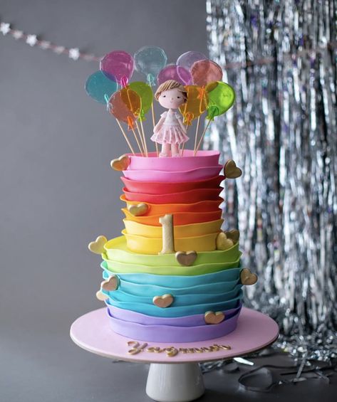 Disney Rainbow, Princess Cake, Rainbow Cake, 5th Birthday, First Birthday, Rainbow, Cake, Disney, Birthday