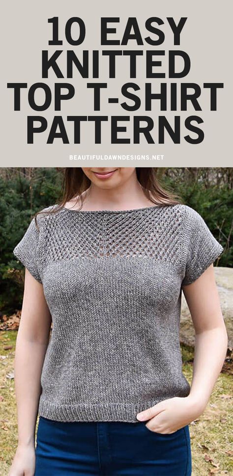 Knit Summer Cotton Tops Free Patterns, Free Knit T Shirt Pattern, Knitted Tee Shirt Patterns Free, Knitted T Shirts For Women, Knitted Top Patterns Free For Women, Free Knit Top Patterns For Women, Cardigan Sweater Pattern Free Knitting, Easy Jersey Knitting Patterns Free, Tshirt Knitting Patterns Free