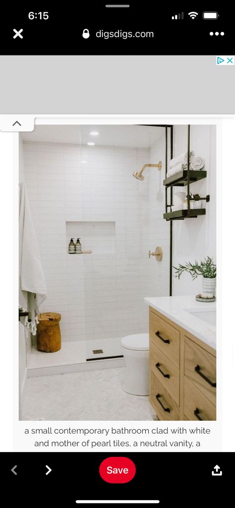 Small Contemporary Bathroom, Subway Tiles Bathroom, White Bathroom Tiles, Bathroom Tile Designs, Basement Bathroom, Stylish Bathroom, Minimalist Bathroom, Bathroom Renos, Subway Tile