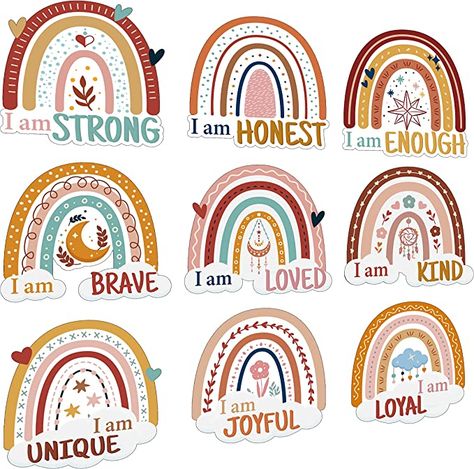 Classroom Posters Elementary, Rainbow Bulletin Boards, Growth Mindset Classroom, Boho Rainbow Classroom, Birthday Bulletin Boards, Birthday Bulletin, Classroom Charts, Motivational Affirmations, Affirmation Board