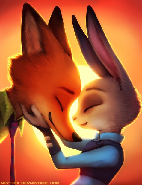 Nick and Judy by Neytirix Zootopia Anime, Nick Judy, Zootopia Fanart, Zootopia Nick And Judy, Zootopia Art, Nick And Judy, Disney Zootopia, Fox And Rabbit, 강아지 그림