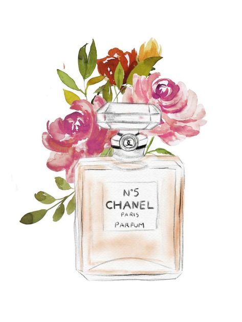 Chanel No. 5 Free Printable Wall Art - Blogging Her Way Fashion Wall Art Printables, Chanel Art Print, Chanel N 5, Chanel Wall Art, Perfume Art, Parfum Chanel, Megan Hess, Chanel Art, Perfume Bottle Art