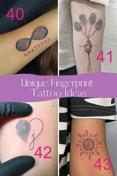 43 Special Fingerprint Tattoo Ideas - Tattoo Glee Finger Print Tattoo Memorial, Fingerprint Tattoo Ideas Unique, Finger Print Tattoo Ideas, Fingerprint Tattoo Ideas, Finger Print Tattoo, Thumbprint Tattoo, Free Tattoo Fonts, Fingerprint Tattoo, Delicate Feminine Tattoos