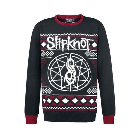 Holiday Sweater (£52) ❤ liked on Polyvore featuring tops, sweaters, special occasion sweaters, cocktail tops, retro sweaters, holiday tops and special occasion tops Slipknot Aesthetic, Band Sweater, Inspiration Designs, Ugly Holiday Sweater, Stone Sour, Band Quotes, Xmas Jumpers, Band Outfits, Ugly Xmas Sweater