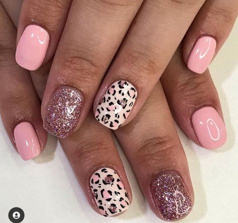 Nail Design Cheetah Print, Pink Safari Nails, Summer Cheetah Print Nails, Nails Cheetah Print Pink, Nail Ideas Cheetah Print, Summer Nails Leopard, Leopard Nails Short, Pink To White Nails, Nail Designs Leopard