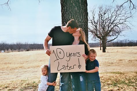 10 year anniversary- Gillette Family Anniversary Picture Poses, 10th Anniversary Idea, Wedding Anniversary Pictures, 25th Wedding Anniversary Party, Ten Year Anniversary, Anniversary Photography, Wedding Anniversary Photos, Family Wedding Photos, Wedding Renewal Vows