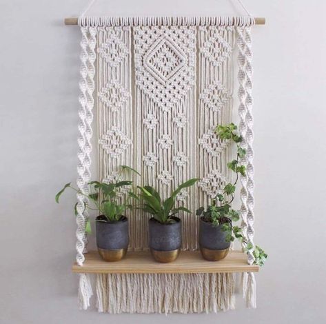 Macrame Wall Hanging Shelf, Hanging Shelf Organizer, Hanging Rope Shelves, Rope Plant Hanger, Wall Hanging Shelf, Macrame Shelf, Macrame Tapestry, Wooden Floating Shelves, Wall Hanging Shelves