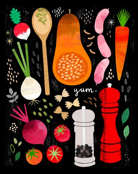 Jessie Ford | Illustration | Central Illustration Agency Food Illustration Design, Vegetable Illustration, Animal Illustrations, Fruit Illustration, Illustration Agency, Illustration Food, Fruit Design, Editorial Illustration, Food Illustrations