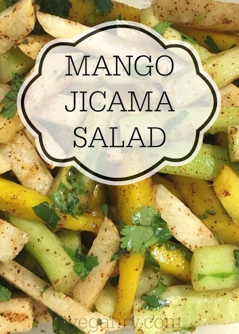 Jicama Recipe, Salad Recipes Healthy, Jicama Salad, Recipe Salad, Mango Recipes, Healthy Clean Eating, Vegan Salad, Recipes Vegetarian, Healthy Salad Recipes