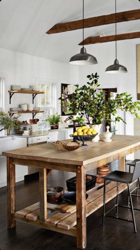 Wood Table As Kitchen Island, Rustic Kitchen Island Bar Carts, Large Wooden Top Kitchen Island, Cottage Kitchen Island With Seating, Kitchen Island On Wheels With Seating Rustic, Wooden Island Table, Old Work Bench Kitchen Island, Wood Kitchen Island Table, Wooden Kitchen Island Ideas