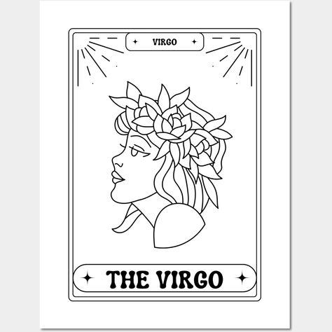 Virgo Tarot Card: Delve into the cosmic essence of the Virgo zodiac sign with our captivating tarot card design. Enriched with intricate tarot art, this card elegantly combines the realms of tarot and astrology. Ideal for devoted tarot enthusiasts, astrology aficionados, and those who explore fortune telling and divination, this card invites you to unravel the intricate connection between celestial forces and the tarot. Explore the meticulous Virgo spirit with this unique addition to your tarot Virgo Tarot Card Tattoo, Virgo Tarot Card, Virgo Card, Tarot Card Design, Tarot Card Tattoo, Virgo Zodiac Sign, Virgo Tattoo, Card Tattoo, Tarot Art