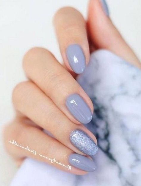 Grey Short Nails, Short Nails Design, Two Tone Nails, Short Oval Nails, Nails Matte, Gray Nails, Short Nail Designs, Oval Nails, Classy Nails