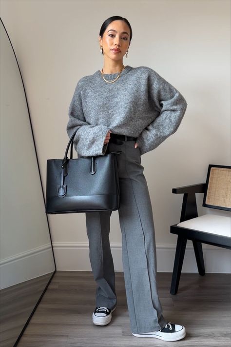 All Star Outfit, Business Casual Outfits For Work, Elegante Casual, Grey Outfit, Ținută Casual, Modieuze Outfits, Winter Outfits For Work, Elegantes Outfit, Casual Work Outfits