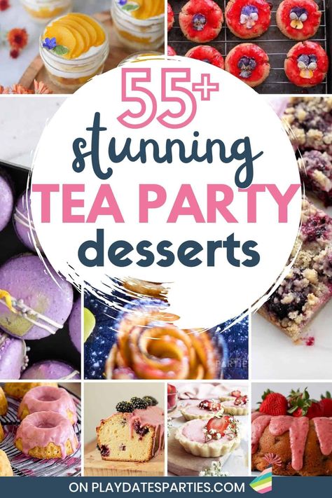 Looking for the perfect tea party desserts to compliment your afternoon tea? We've got over 55 of the best tea party desserts for every tea party, including dainty mini desserts, mouthwatering macarons, fancy desserts with fresh flowers, easy make ahead tea party desserts, and decadent chocolate recipes. These recipes are perfect for every occasion, from kids birthday parties, to baby showers, bridal showers, Mother's Day, and Easter. Tea Party Food Recipes Easy, Savory Tea Party Food, Tea Party Scones, Tea Party Nails, Tea Party Menu Ideas, Evening Tea Party, Tea Party Snacks, Tea Party Sandwiches Recipes, Fancy Tea Party