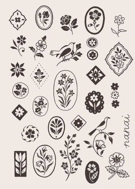 Botanical Tattoo Flash, Flowers Flash Tattoo, Plant Tattoo Flash Sheet, Floral Flash Sheet, Cottagecore Flash Sheet, Tattoos