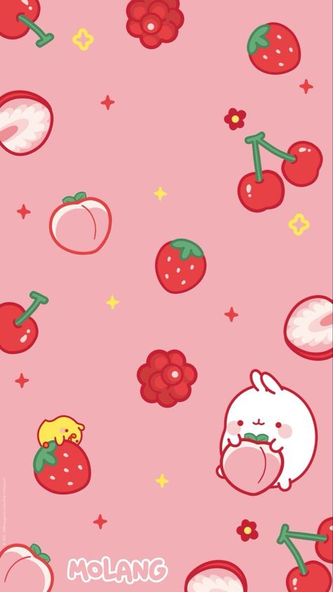 Kawaii Wallpaper Iphone Cute Backgrounds, Molang Wallpapers Aesthetic, Cute Molang Wallpaper, Kawaii Summer Wallpaper, Kawaii Wallpaper Iphone, Molang Wallpapers, Peach Cartoon, Chibi Character Design, Wallpapers Rosa