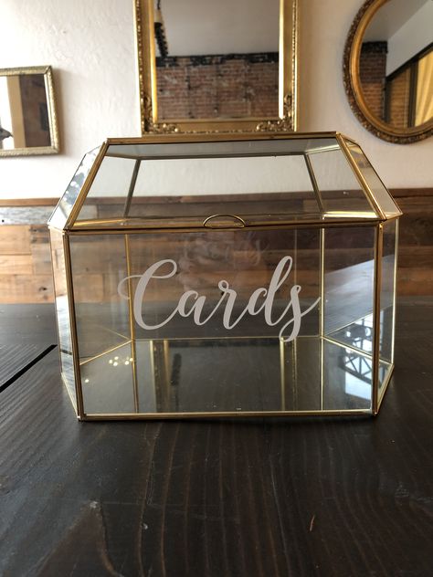 Gold geometric card box Gold Glass Card Box Wedding, Sweet 16 Card Box Ideas, Wedding Envelope Box Ideas, Gift Card Box Ideas, Box For Wedding Cards, Posh Picnic, Priston Mill, Card Box Ideas, Gold Card Box Wedding