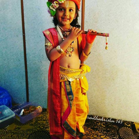 Image may contain: one or more people, people standing and indoor Krishna Makeup For Kids, Krishna Makeup, Makeup For Kids, Arrow Tattoo Design, Janmashtami Decoration, Bal Gopal, Baby Krishna, Arrow Tattoo