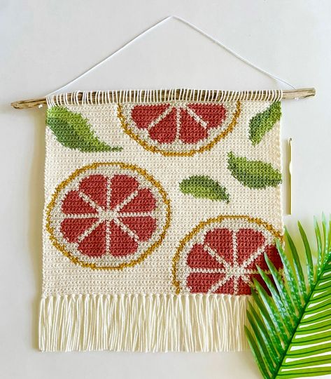 Crochet Pattern the Through the Grapefruit Trees Wall | Etsy Wall Hanging Crochet Pattern, Crochet Wall Hanging Pattern Free, Tapestry Crochet Wall Hanging, Crochet Tapestry Wall Hanging, Trendy Crochet Projects, Tapestry Knitting, Crochet Tapestry Pattern, Diy Framed Wall Art, Crochet Wall Decor