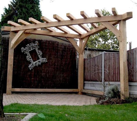 Pergola Hammock, Corner Gazebo, Corner Pergola, Pergola Diy, Wood Pergola, Pergola Garden, Pergola Design, Summer Patio, Wooden Pergola