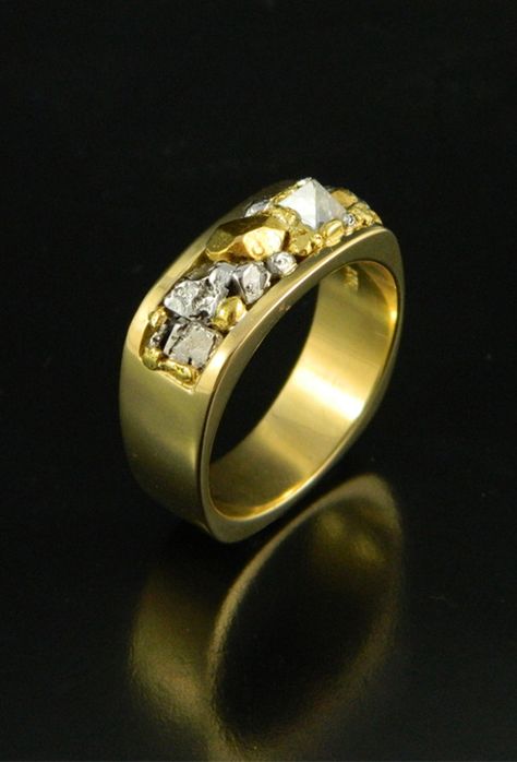 Natural Gold, Platinum and Diamond Crystal Wedding Band Crystal Wedding Band, Yukon Territory Canada, Natural Gold Nugget, Yukon Territory, Northwest Territories, Gold Nugget, Natural Gold, Mineral Collection, Bc Canada