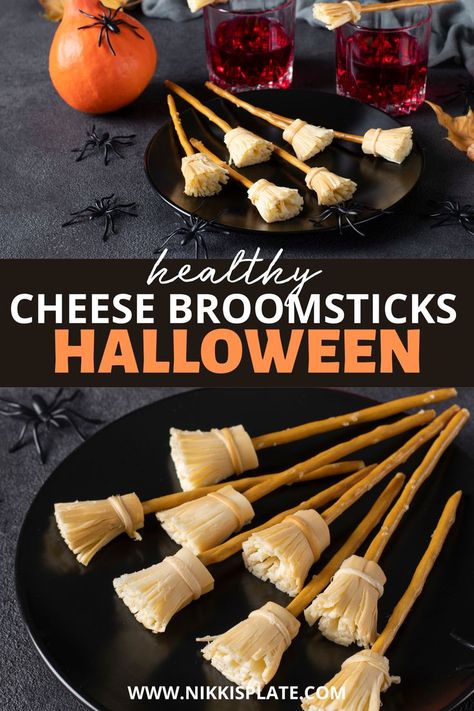 Healthy Cheese Broomsticks for Halloween;  simple kid friendly snack for Halloween using string cheese and pretzels. Cheese Stick Broomsticks, Halloween Pretzel Broomsticks, Cheese Pretzel Broomsticks, Halloween Cheese Broomsticks, Pretzel And Cheese Broomsticks, Cheese Broomsticks Halloween Snacks, Cheese And Pretzel Broomsticks, Halloween String Cheese Ideas, String Cheese Broomsticks