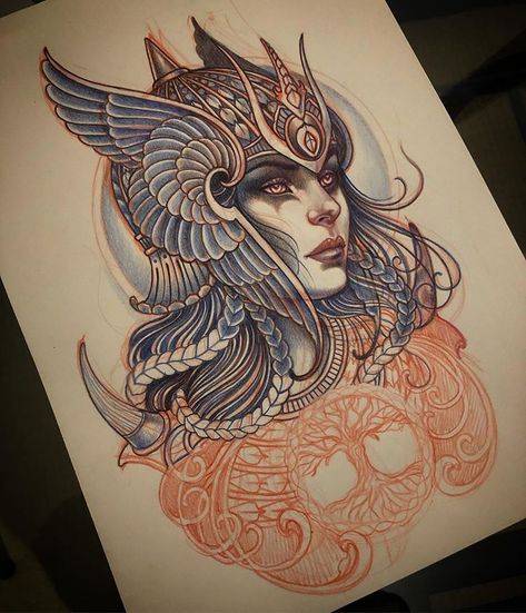 Lynn Akura on Instagram: “Last one of the year’s study for Avery.” Valkyrie Pinup, Valkyrie Tattoos, Shoulder Armor Tattoo, Athena Tattoo, Norse Mythology Tattoo, Female Warrior Tattoo, Valkyrie Tattoo, Arte Viking, Armor Tattoo