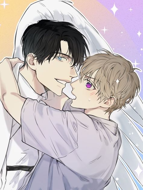 Angel Buddy - Chungnyun/MasterGin - BL - Webtoons - Lezhin Comics Purple Anime Pfp, Angel Buddy, Purple Anime, Lezhin Comics, Chapter 55, Yuri Manga, Falling From The Sky, Read Free Manga, Anime Wall Art