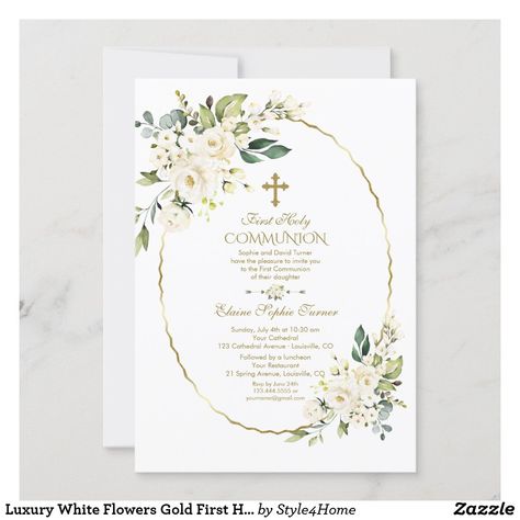 Bautizo Ideas Girl, Holy Communion Invitations, First Communion Invitations, Communion Invitations, Baptism Invitation, Baptism Invitations, Invitation Card Design, First Holy Communion, Girl First Birthday