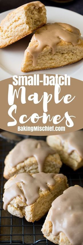 This small batch of Maple Scones is perfect for a last-minute brunch. The cream scones are quick and easy to make, and you'll want to eat this maple glaze with a spoon! Maple Scones, Butter Scones, Baking Mischief, Batch Recipes, Maple Recipes, Scones Recipe Easy, Small Batch Baking, Maple Butter, Cream Scones