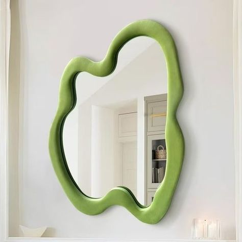 (4) Glitch Deals & Coupons | Deal of the day | Facebook Funky Shaped Mirrors, Fun Mirrors, Irregular Mirrors, Lime Green Decor, Squiggle Mirror, Funky Mirrors, Colorful Mirror, Asymmetrical Wall, Colorful House