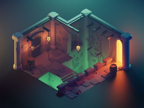 Dungeon by Roman Klčo Idle Game, Low Poly Games, Isometric Art, Isometric Design, Game Environment, Low Poly Art, Low Poly 3d, Game Concept Art, Game Concept