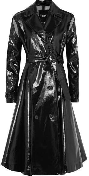 CALVIN KLEIN 205W39NYC - Coated Cotton-blend Canvas Trench Coat - Black Patent Trench Coats, Vinyl Jacket, Ladies Coats, Black Raincoat, Gold Evening Dresses, Calvin Klein 205w39nyc, Cocktail Dress Prom, Embellished Jacket, Leather Trench