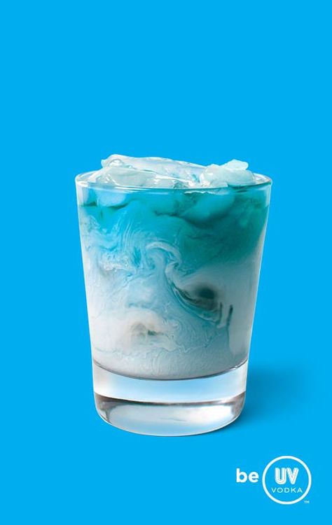 UV Vodka Recipe: Blue Frost  1 part UV Blue  1 part raspberry sherbet  1 part lemon-lime soda Uv Vodka Recipes, Raspberry Sherbet, Uv Blue, Lemon Lime Soda, Boozy Drinks, Adult Drinks, Party Drinks, Non Alcoholic Drinks, Lemon Lime