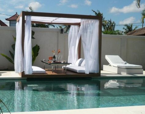 Outdoor Canopy Bed, Pot Gantung, Moderne Pools, Modern Gazebo, Outdoor Cabana, Outdoor Pool Area, Wooden Gazebo, Outdoor Lounge Area, Pool Cabana