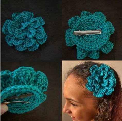 Crochet Flower Hair Clip, Crochet Hair Clip Pattern Free, Hair Clip Crochet Pattern, Crochet Flower Hair Accessories, Crochet Hair Clip Pattern, Crochet Flower Clip, Crochet Flower Hair Clips, Diy Crochet Hair Accessories, Crochet Hair Bands