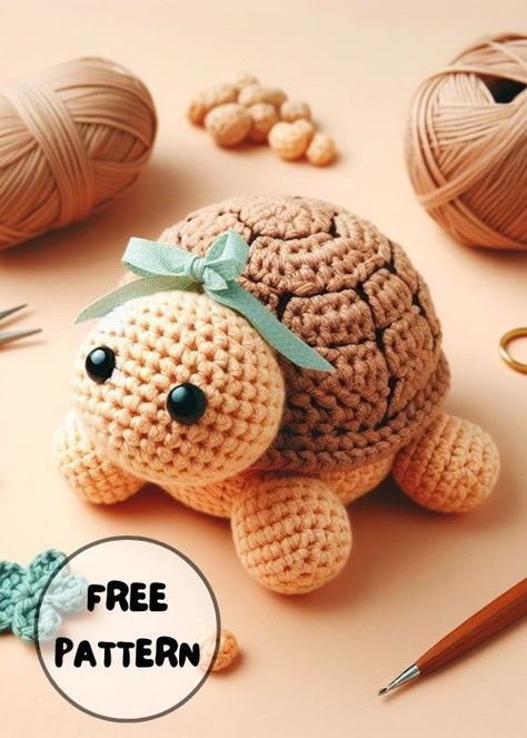 Tiny Turtle Amigurumi Free Pattern, Cute Turtle Crochet Pattern Free, Turtle Knitting Pattern Free, Free Crochet Pattern For Turtle, Free Crochet Pattern Turtle, Crochet Tortoise Free Pattern, Free Turtle Crochet Pattern, Free Crochet Turtle Patterns, Crochet Amurigumi