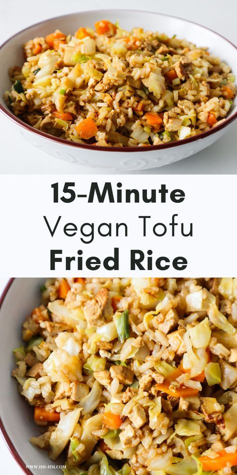 Make this easy vegan fried rice with tofu and vegetables! This quick meatless meal is a great healthy vegan dinner idea and perfect for weeknights! Tofu And Brown Rice Recipes, Brown Rice And Quinoa Recipe, Fried Rice With Tofu, Tofu And Rice, Tofu Fried Rice, Tofu Recipes Healthy, Vegan Fried Rice, Quinoa Recipes Easy, Healthy Vegan Dinner