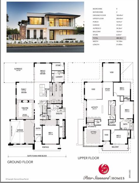 Double Storey House Plans, Double Storey House, Modern House Floor Plans, Home Design Floor Plans, Modern Style House Plans, House Layout Plans, Model House Plan, Architectural House Plans, Beautiful House Plans