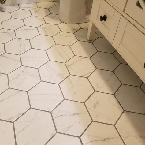 Tile Farmhouse Bathroom, Bathroom Tile Options, Farmhouse Bathroom Floor, Tile Bathroom Floor, Stone Look Wall, Bathroom Floor Tile, Tile Options, Timeless Bathroom, Diy Bathroom Storage