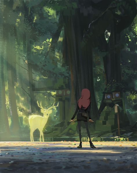 Atey Ghailan, My Fantasy World, Art Painting Gallery, Forest Animals, Color Theory, Traditional Art, Artist Inspiration, Game Art, Art Inspo