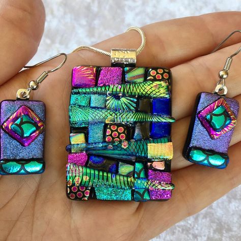 Dichroic Creations on Instagram: “www.dichroiccreations.com #dichroic #dichroicglass #dichroicset #dichroiccreations #glassart #glass #fusedglass #jewelry…” Fused Glass Jewelry Dichroic, Fused Glass Pendant Necklace, Dichroic Jewelry, Fused Glass Necklace, Dichroic Glass Jewelry, Dichroic Pendant, Glass Fusing Projects, Dichroic Glass Pendant, Rainbow Glass