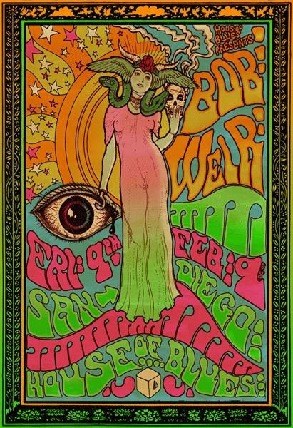 Bob Weir of The Grateful Dead Psychedelic rock by darrengrealish Bob Weir, The Grateful Dead, Grateful Dead, Art Nouveau, Festival, Pink, Art